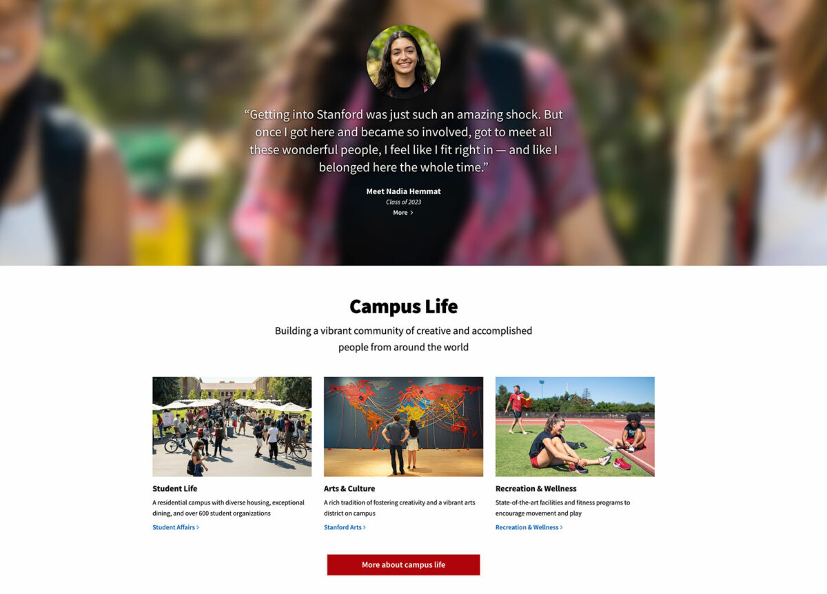 Screenshot of Stanford University site